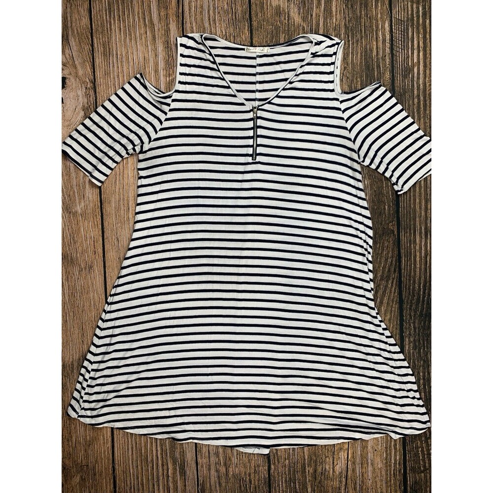 Heart Hips Women 3XL Open Shoulder Short Sleeve Casual Dress Striped V-neck